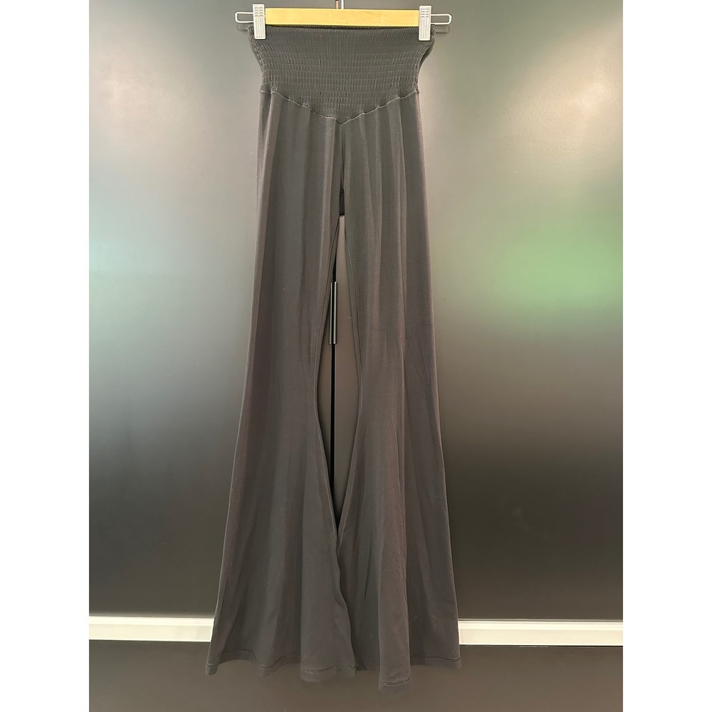 OFFLINE by Aerie Real Me Super Flare Leggings Black Smocked High Rise Small S/P